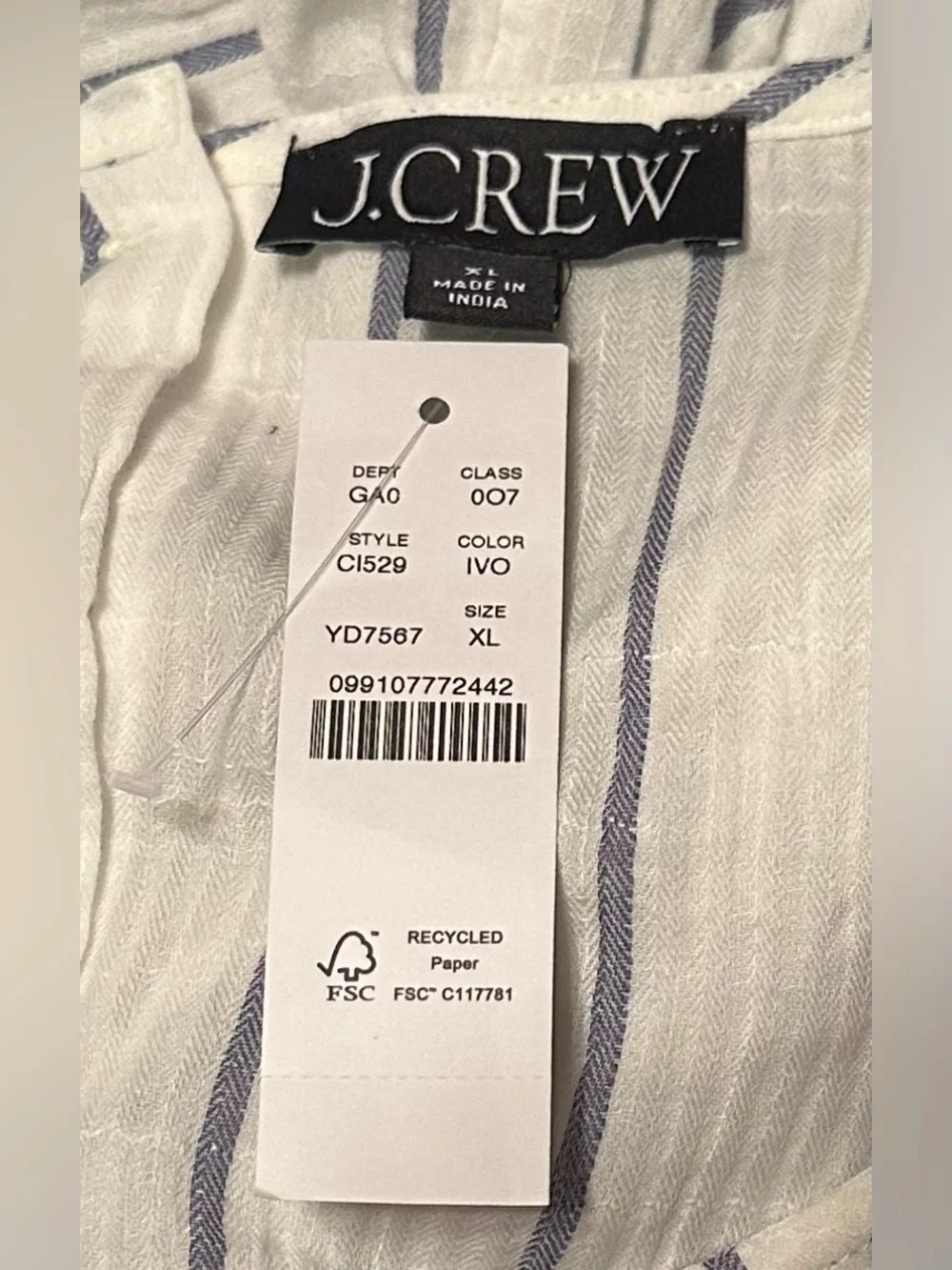 J Crew Puff Sleeve Top, sheer gauze. New with tags.